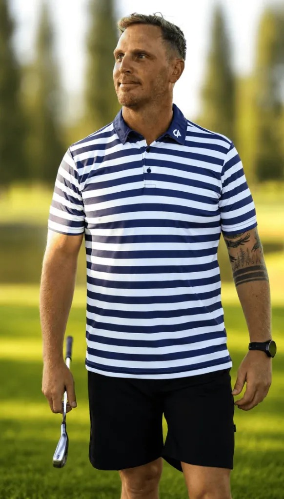 Custom Apparel Mens Golf Shirt | Striped | Navy.....webp