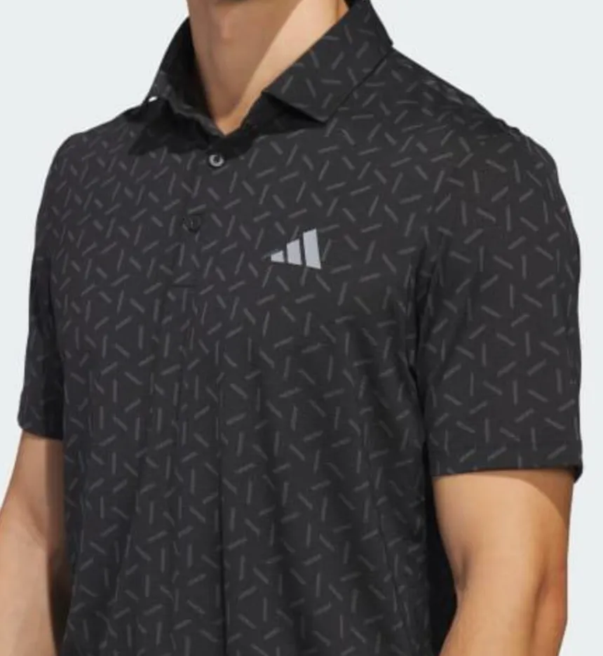 Adidas Mens Golf Shirt | Ultimate 365 Mesh Printed Polo | Black,.webp