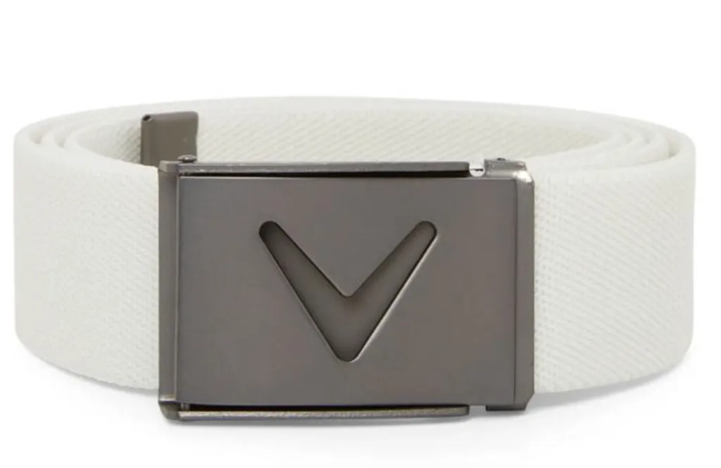 Callaway Mens Golf Belt | Ribbed Ratchet | White.webp