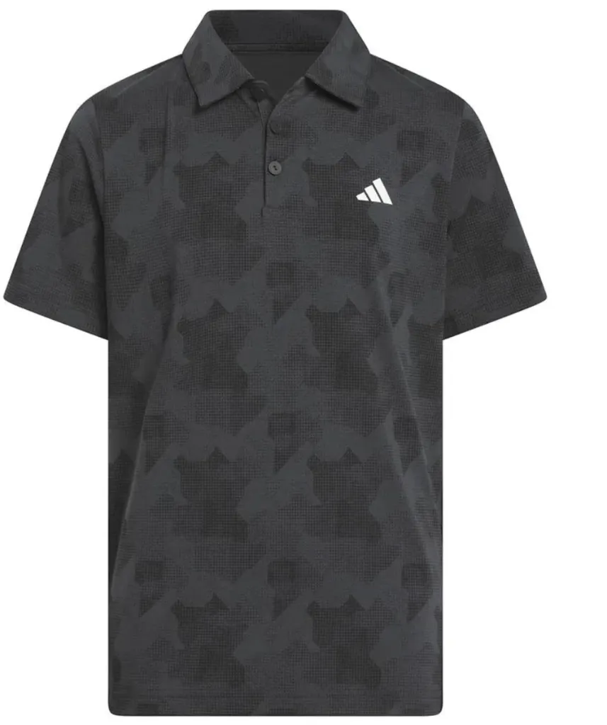 Adidas Junior Boys Golf Shirt | Scripted Polo | Grey Two.webp