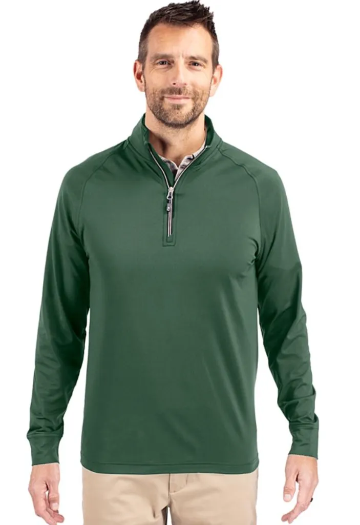 Cutter & Buck Men's Golf Pullover | Adapt Eco | Quarter Zip | Army Green  .webp