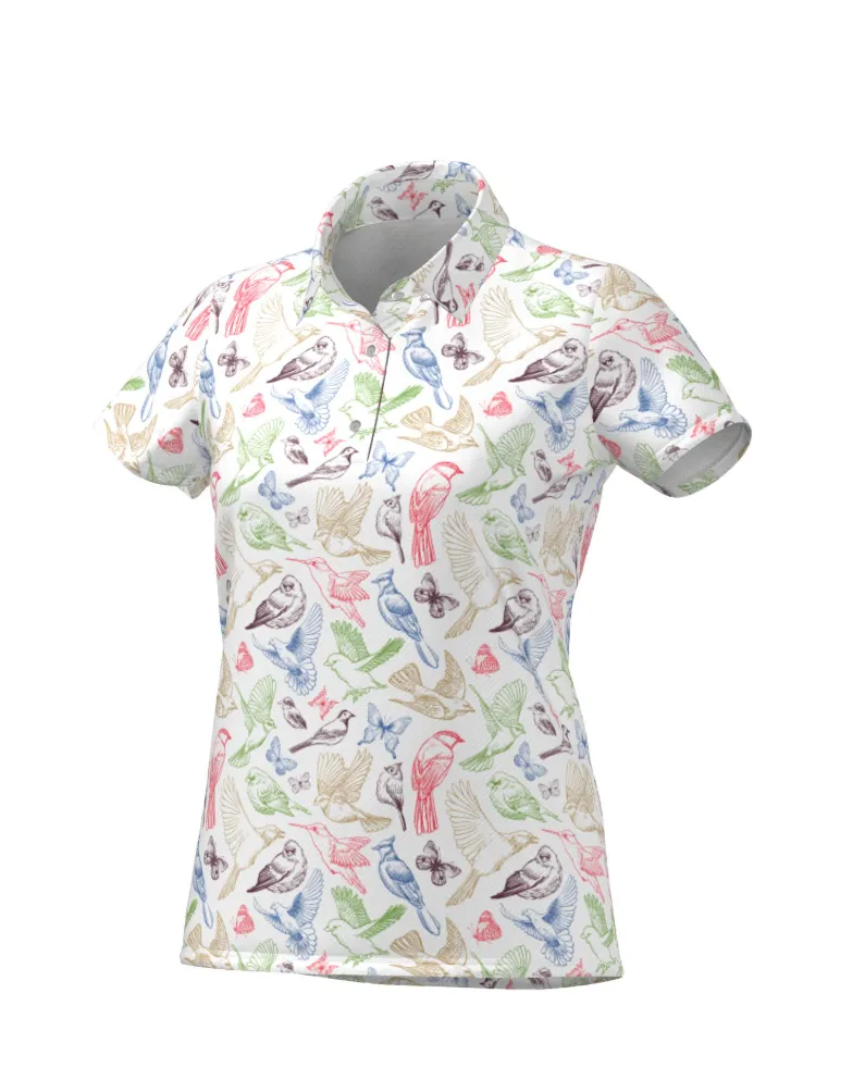Cutter and Buck Womens Golf Shirts | Birdie Multi Print | Lime.webp