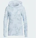 Adidas Womens Golf Hoodie | Allover Print Hoodie Crosscheck-Cropped | Light Blue.webp