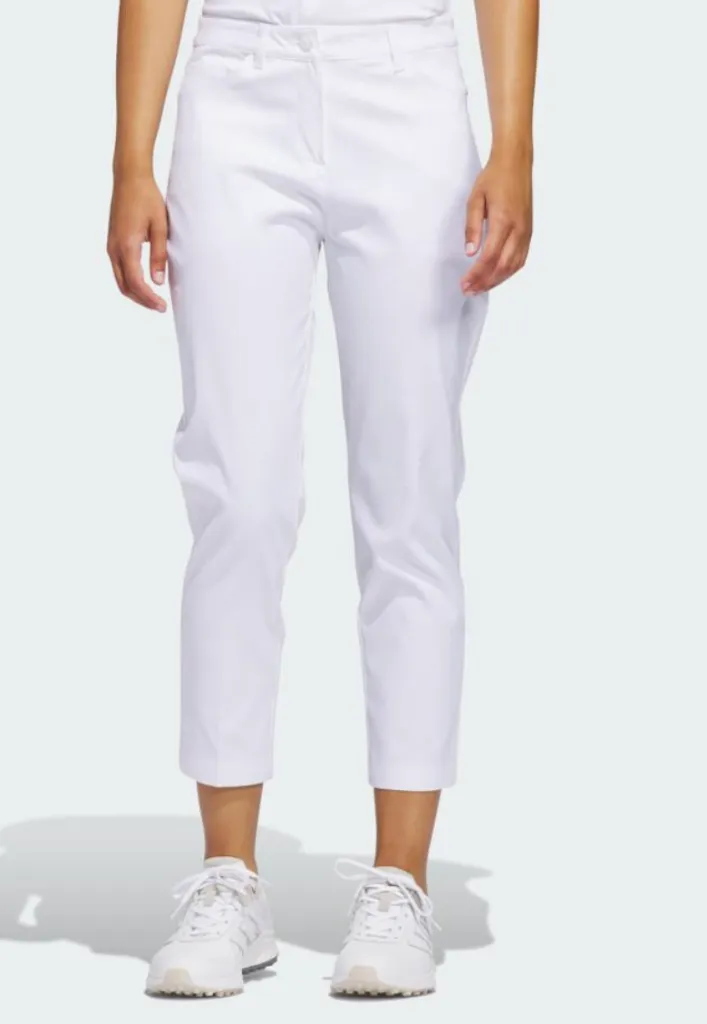 Adidas Womens Golf Pants | Ultimate365 5-Pocket Twistweave Ankle Pants | White.webp