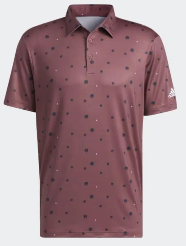 Adidas Mens Golf Shirt | Performance Print Polo Shirt | Maroon.webp