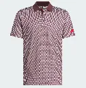 Adidas Mens Golf Shirt | Performance Textured Print | White-Maroon.webp