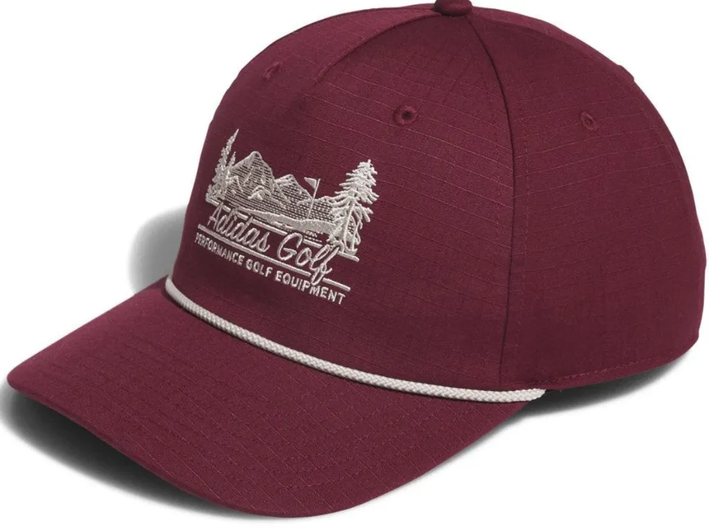 Adidas Mens Golf Cap | Tour Print Snapback | Maroon.webp