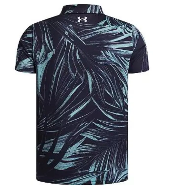 Under Armour Junior Golf Shirt | Matchplay Printed Polo | Midnight Navy-Teal..webp