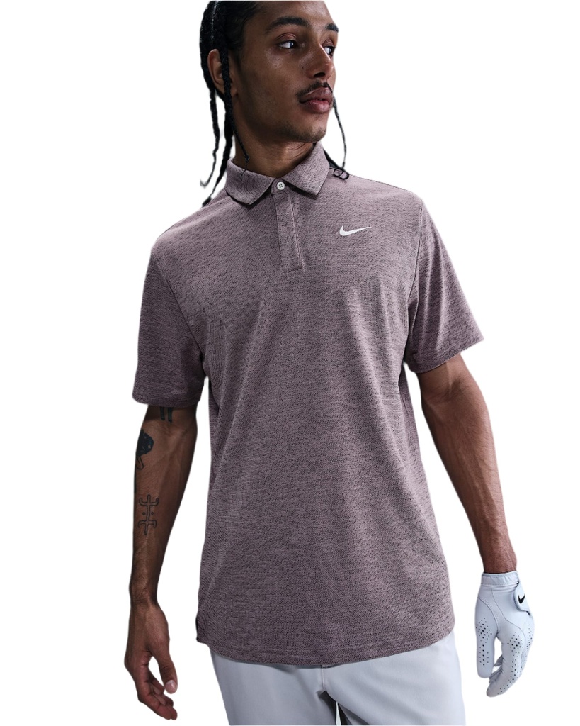 [FZ7475-204-1] Nike Mens Golf Shirt | Tour Polo Jacquard | Taupe Grey-Cave Purple (M)