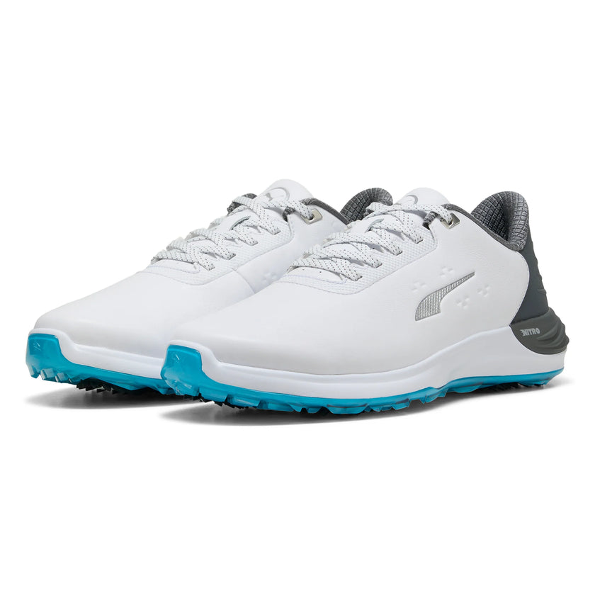 [3097100710] Puma Mens Golf Shoes | Phantomcat Nitro | White-Slate-Sky Blue (10)
