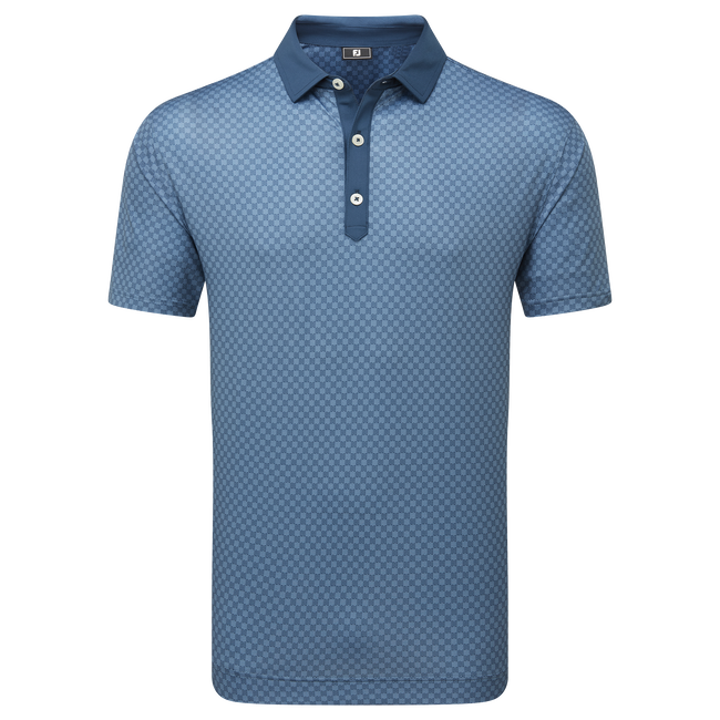 [34013S] FootJoy Mens Golf Shirt | Checker Print Isle | Dark Denim White (S)