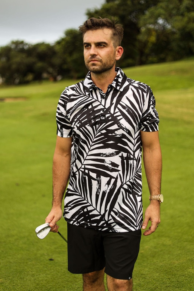 [22810460] Custom Apparel Mens Funky Golf Shirt | Palm Silhouette (S)