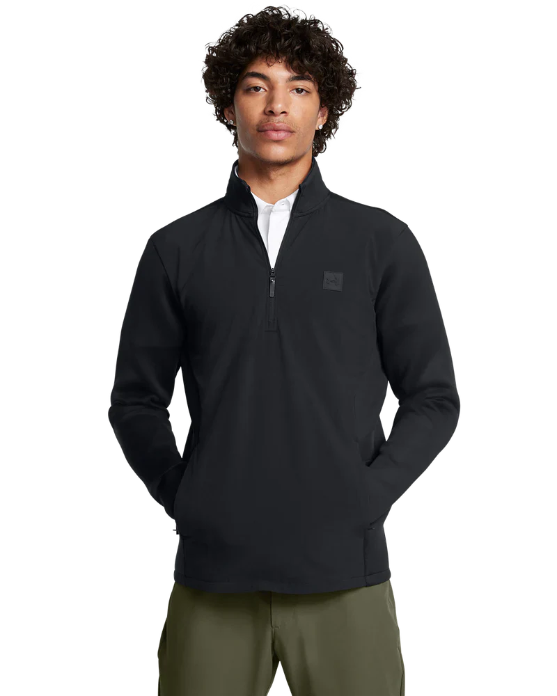 [1387117-001M] Under Armour Mens Golf Jacket | Drive Pro Storm | Hybrid Half Zip | Black (M)