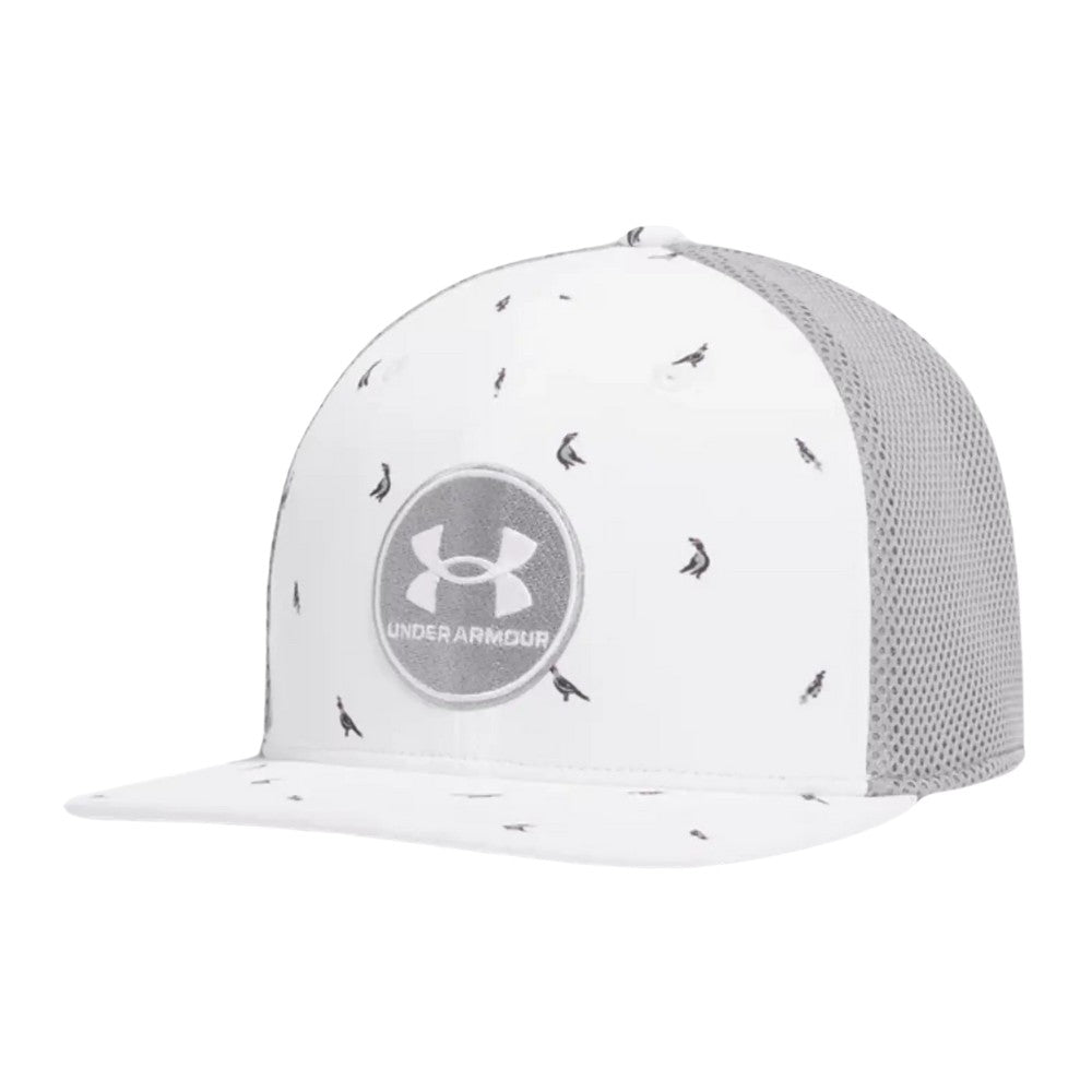 Under Armour Mens Cap | Chill Drive Low Stretch Fit | Grey-White-Silver Birds
