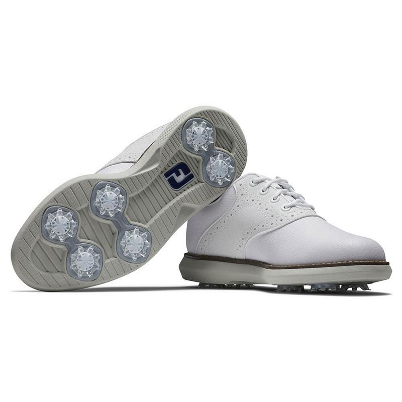 [45037060M] Footjoy Junior Golf Shoes | Traditions | White-White-Gray (6)