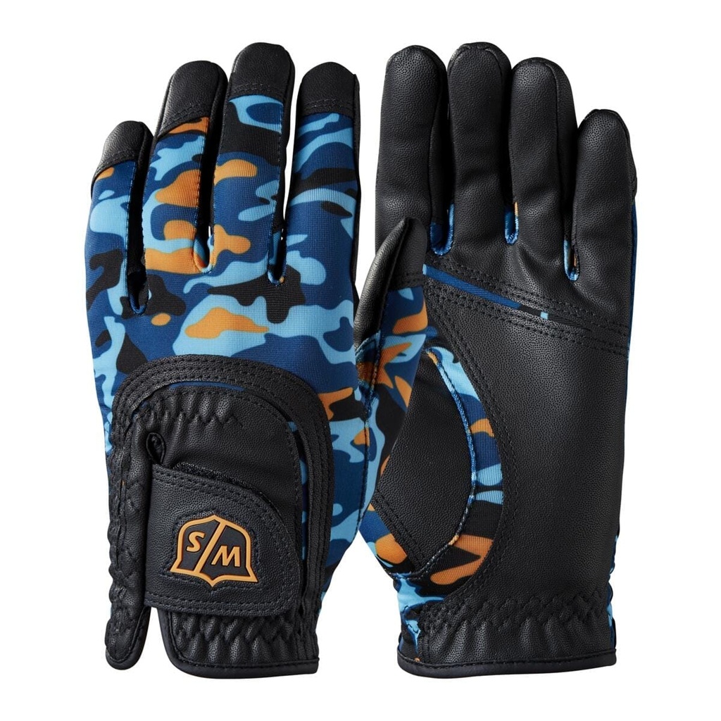 Wilson Junior Golf Glove | One Size Fit All | Black-Blue-Orange Camo