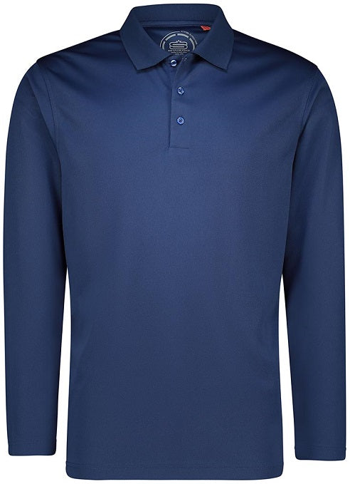 [SP005-C0048-S] Mens Basic Performance Long Sleeve Golfer Polo Shirt b0 (S)