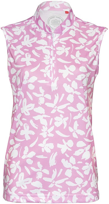 [PL155SLV-C0462-S] Swagg Womens Bloom Sleeveless Golfer Polo Shirt 0c (S)