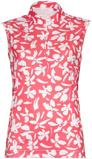 [PL155SLV-C0451-S] Swagg Womens Bloom Sleeveless Golfer Polo Shirt dd (S)