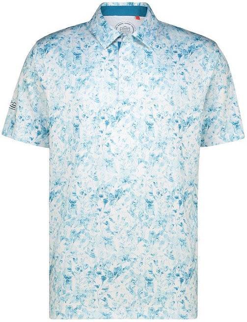 [SP255-C0531-S] Mens Photo Flora Dry Tech Performance Golfer Polo Shirt ab (S)