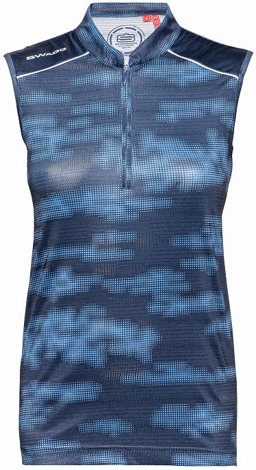 [PL143SLV-C0257-S] Swagg Womens Matrix Sleeveless Dry Tech Golfer Polo Shirt cb (S)