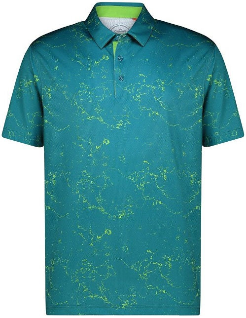 [SP253-C0595-S] Mens Marbled Dry Tech Performance Golfer Polo Shirt fb (S)