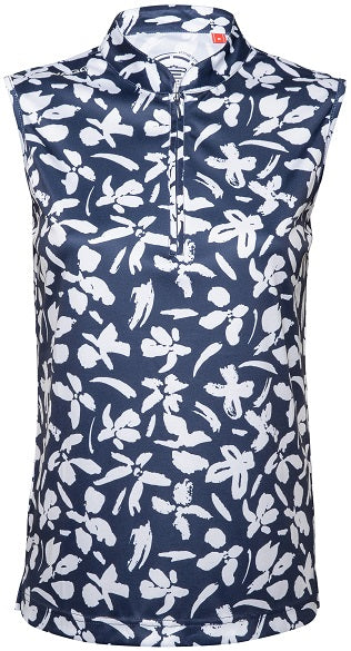[PL155SLV-C0251-S] Womens Bloom Sleeveless Golfer Polo Shirt (S)