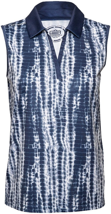 [PL153SLV-C0251-S] Womens Shibori S-Less Golfer Polo Shirt aa (S)