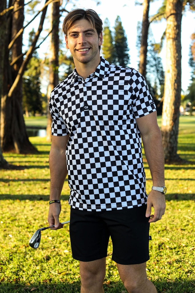 [SKUIQ21] Custom Apparel Mens Funky Golf Shirt | Checkmate (S)
