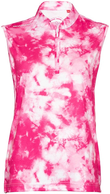 [PL151SLV-C0463-S] Womens Tie-Dye Sleeveless Golfer Polo Shirt 7b (S)