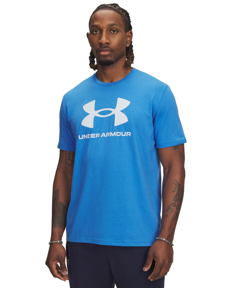 [1382911-402-MD] Under Armour Mens Golf Shirt | Sportstyle Logo Update LC SS | Blue Atlantis (M)