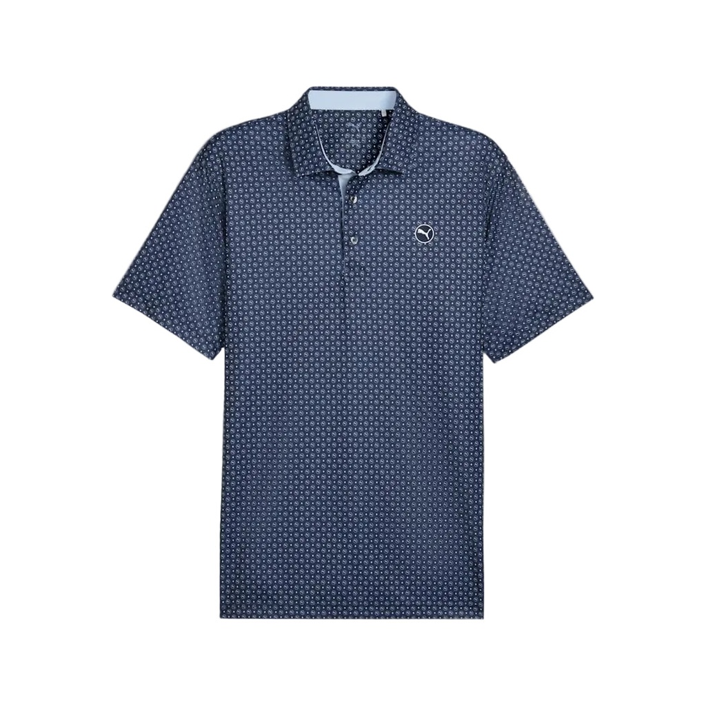 [63224802-S] Puma Mens Golf Shirt | Pure 2.0 Polo | Circle Cat | Deep Navy-White Glow (S)