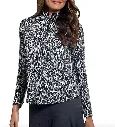 Ibkul Womens Golf Shirts | Karen Long Sleeve Zip | Mock | Black-Grey