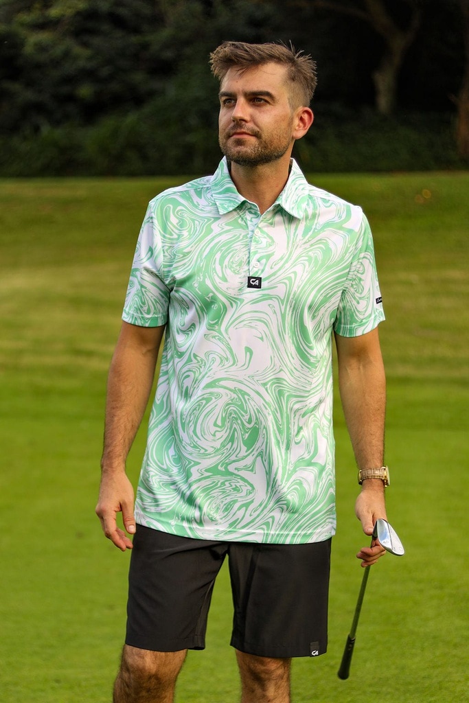 [20371135] Custom Apparel Mens Funky Golf Shirt | Mint Twirl