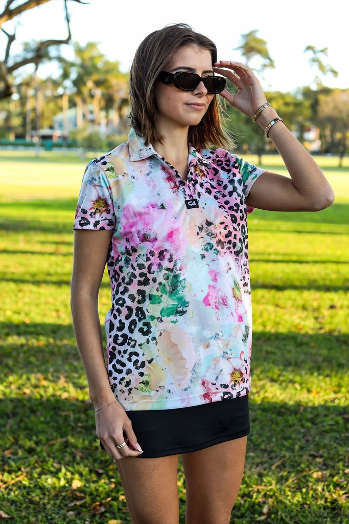 Custom Apparel Womens Golf Shirts | V Neck | Safari Blush
