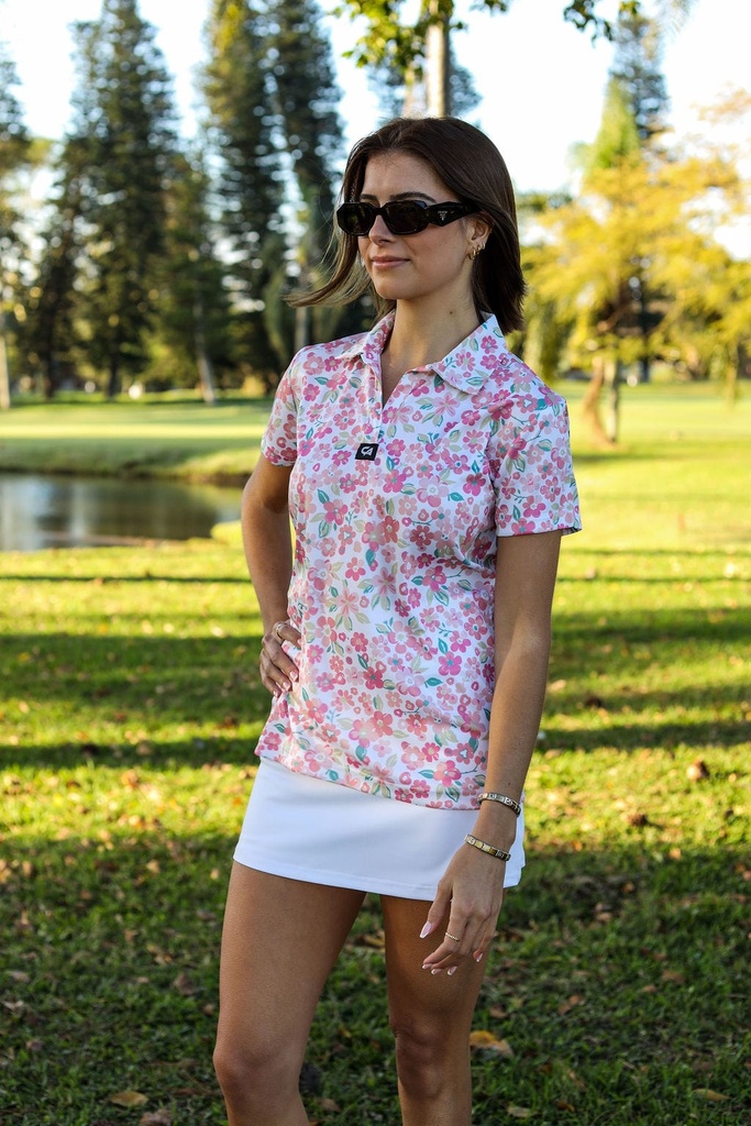 Custom Apparel Womens Golf Shirts | V Neck | Fairway Bloom