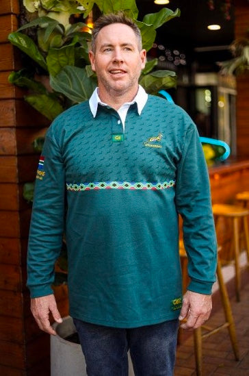 [31512955] Custom Apparel Mens Golf Shirt | Springbok Longsleeve (Green Amandla, S)