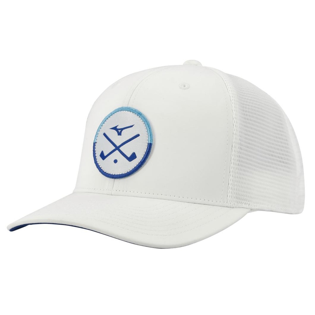 [6000058-08-02] Mizuno Mens Golf Cap | Crossed Clubs Mesh White
