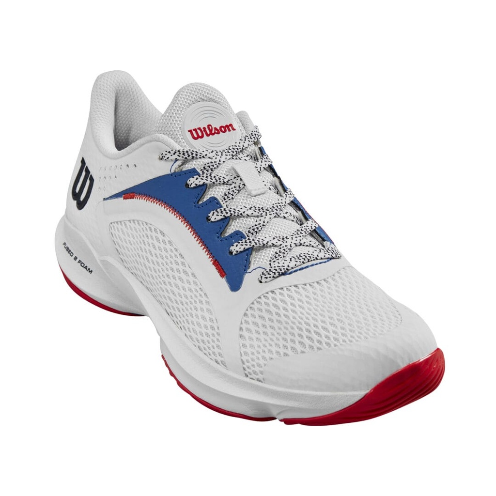 Wilson Padel Footwear | Ladies Hurakn 2.0 Wht - Deja Vu Blue - Wilson Red