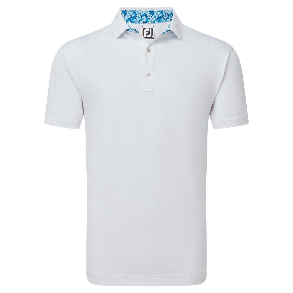 [81592S] Footjoy Mens Golf Shirt | Solid Primrose | White-Blue (S)