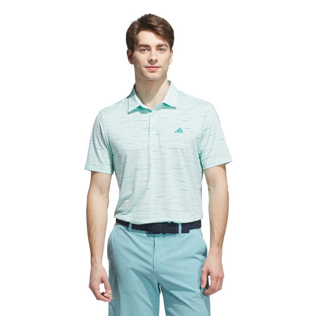 Adidas Mens Golf Shirt | Ultimate Polo | Mesh Print | Sage