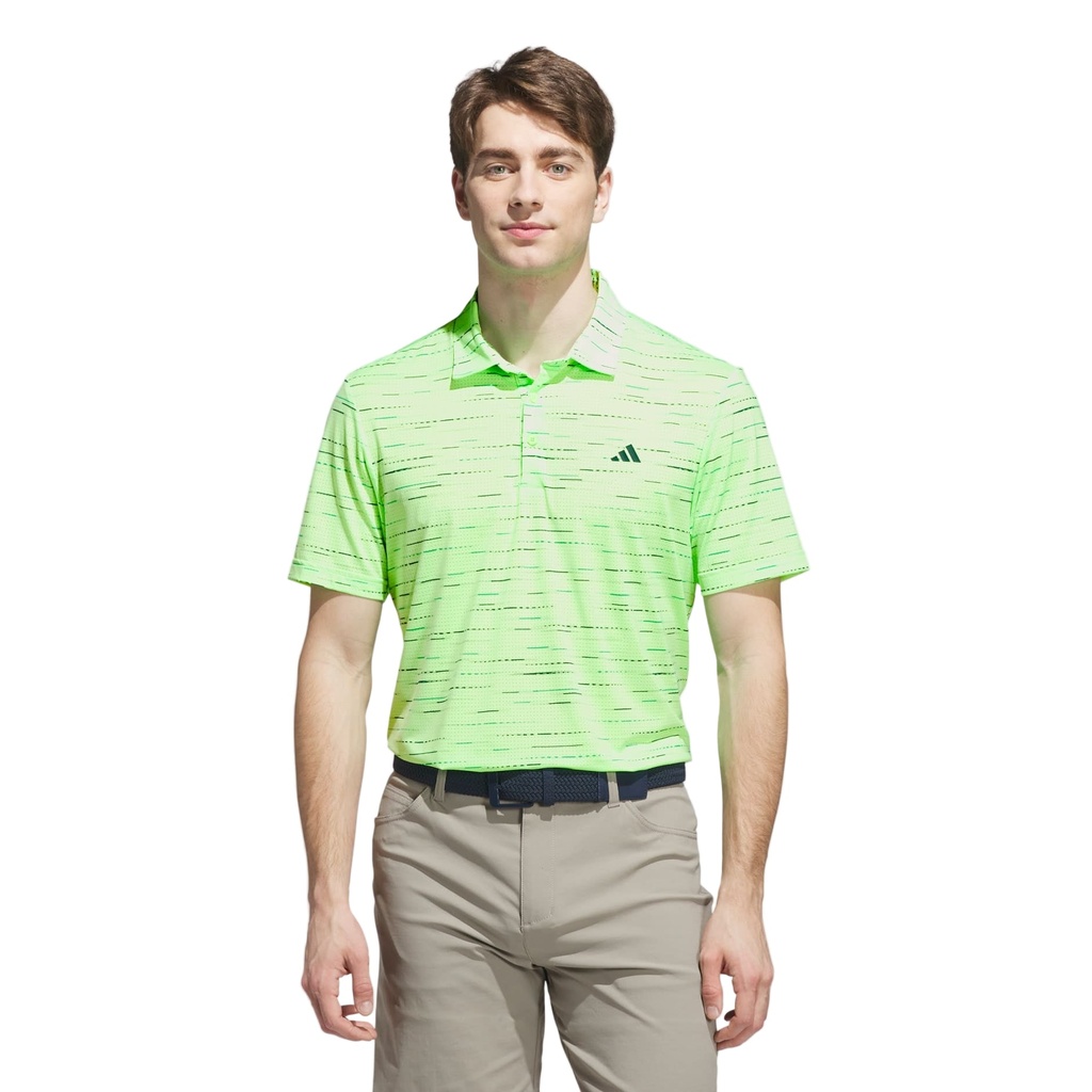 [KA7907S] Adidas Mens Golf Shirt | Ultimate Polo | Mesh Print | Lime (S)