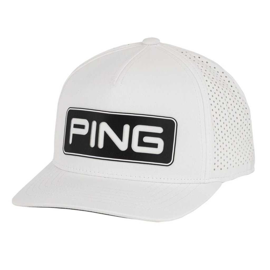 [7VHE-A-W] Ping Golf Cap | Tour Vented Delta | White-Black