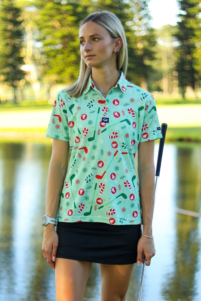 Custom Apparel Womens Funky Golf Shirt | Oh Christmas Tree
