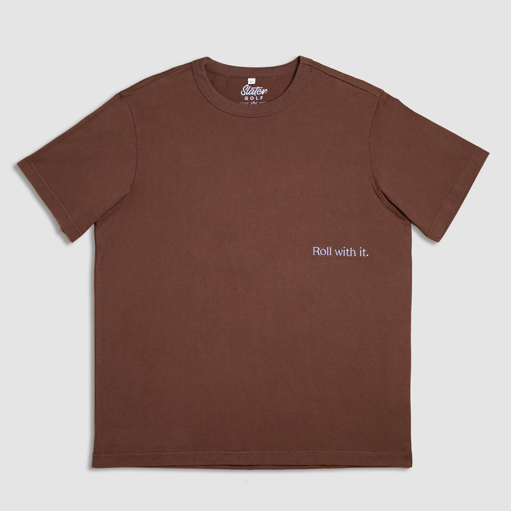 Slater Golf Mens T-Shirt | Lifestyle | Roll With It | Dark Brown