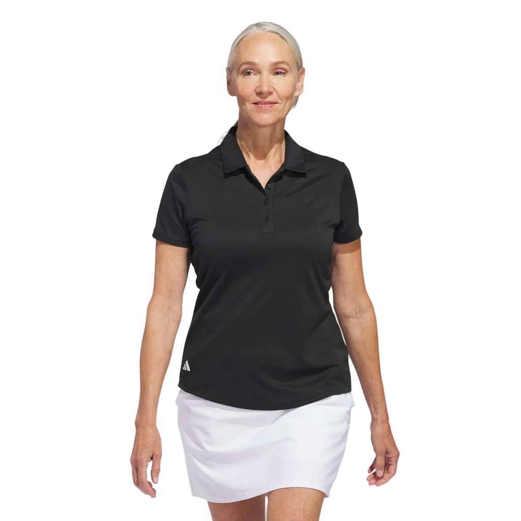 [IN9924S] Adidas Womens Golf Shirt | Solid Performance Short Sleeve Polo (Black, S)