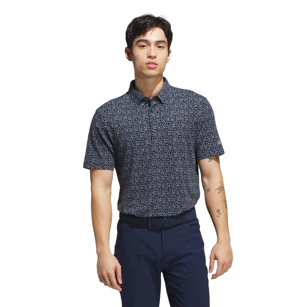 [JL5273S] Adidas Mens Golf Shirt | Ultimate365 Micro Argyle Polo | Collegiate Navy-Grey Three (S)