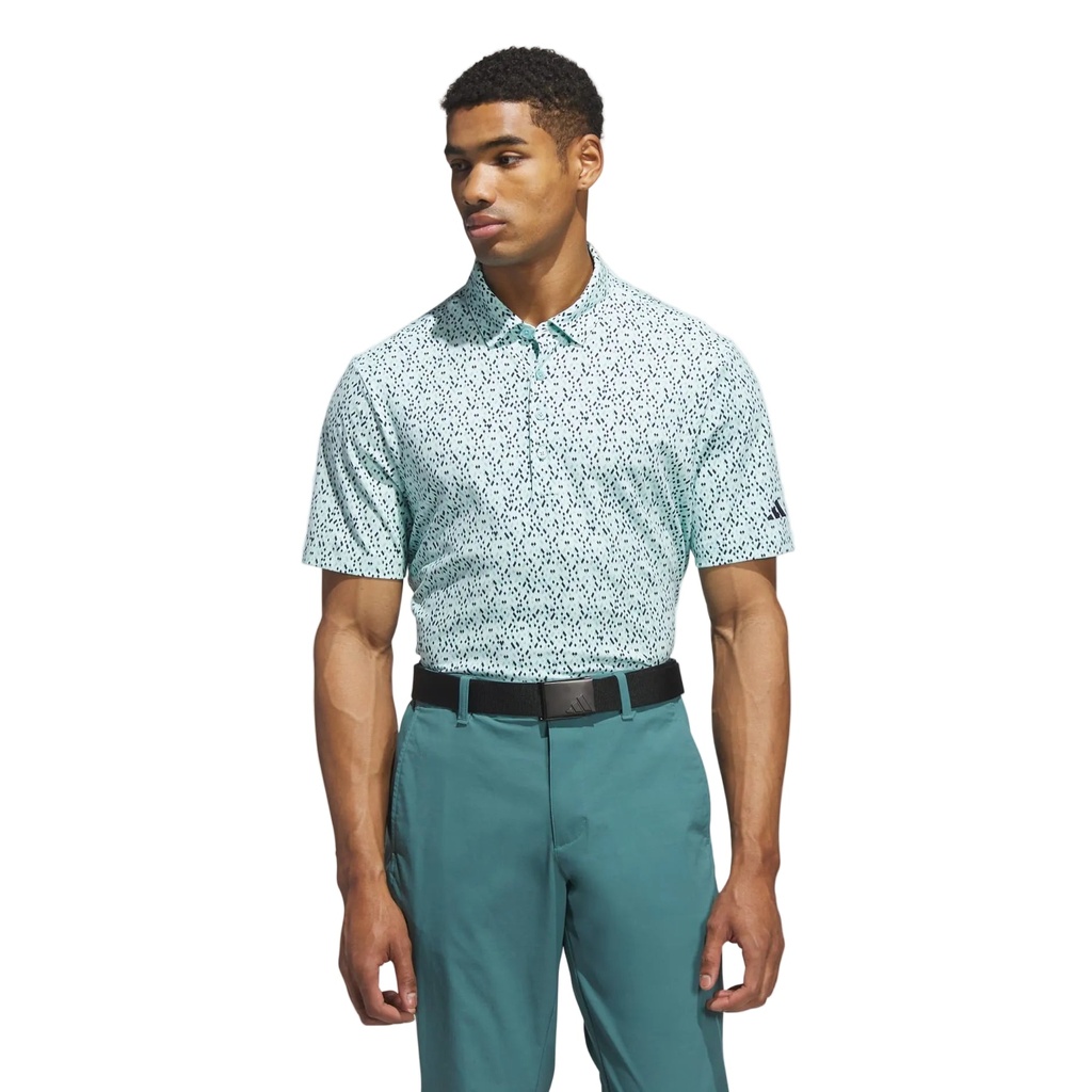 [JL5269S] Adidas Mens Golf Shirt | Ultimate365 Micro Argyle Polo | Semi Flash Aqua - Collegiate Navy (S)