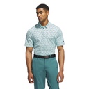 Adidas Mens Golf Shirt | Ultimate365 Micro Argyle Polo | Semi Flash Aqua - Collegiate Navy