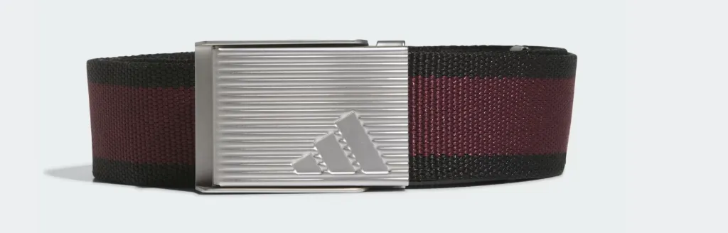 Adidas Womens Golf Belt | Stripe Webbing | Black-Maroon